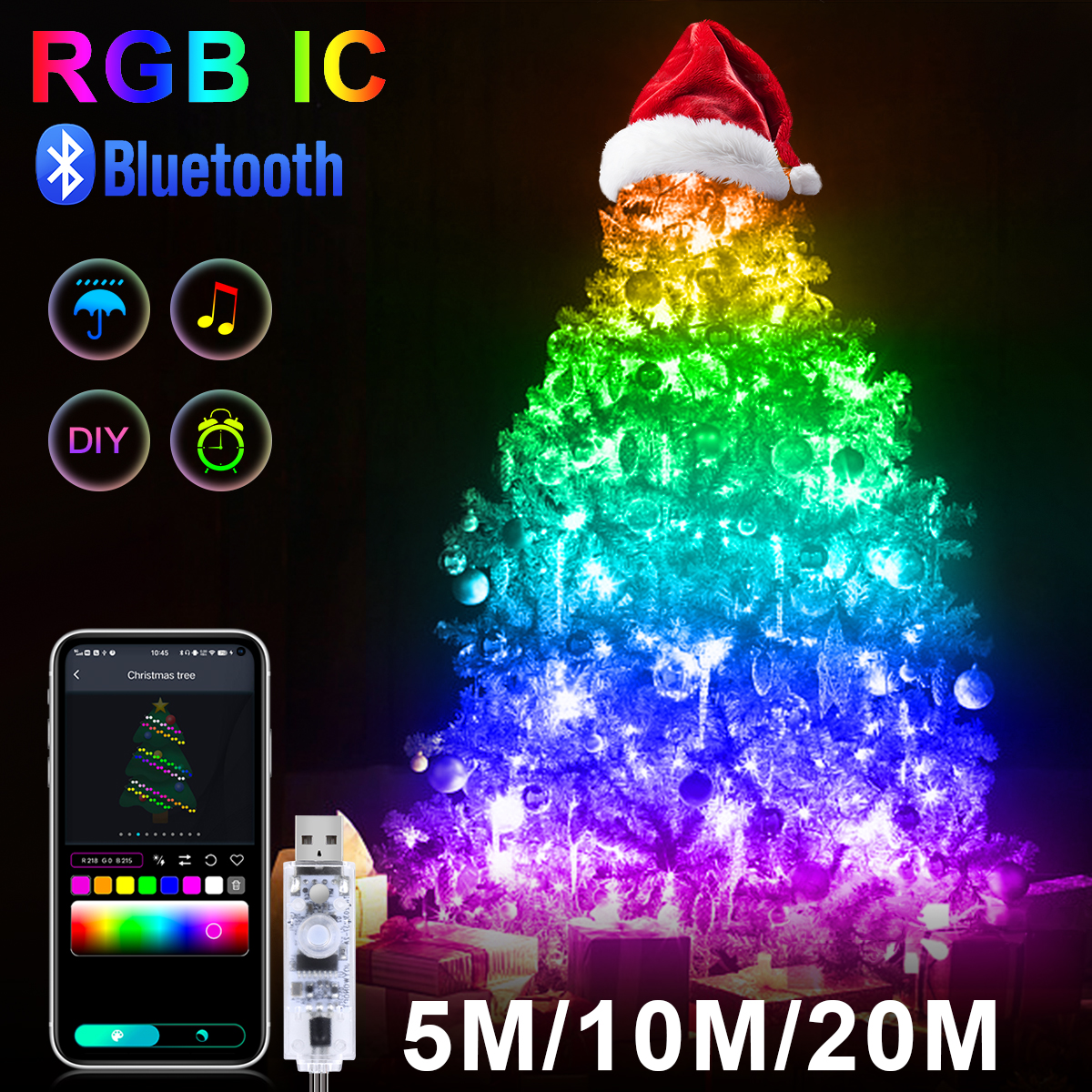 Smart Garden Festoon Lights - Draadloze Bluetooth APP Controle Pixels USB