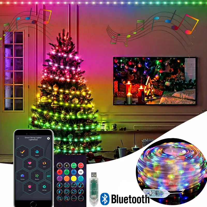 Smart Garden Festoon Lights - DIY RGBIC Smart Lichtslingers USB Aangedreven