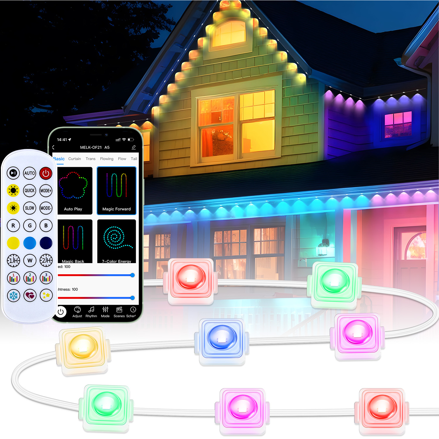 Smart Garden Light Controller - 10M/15M/30M Dakrand Verlichting Outdoor Smart Rainbow