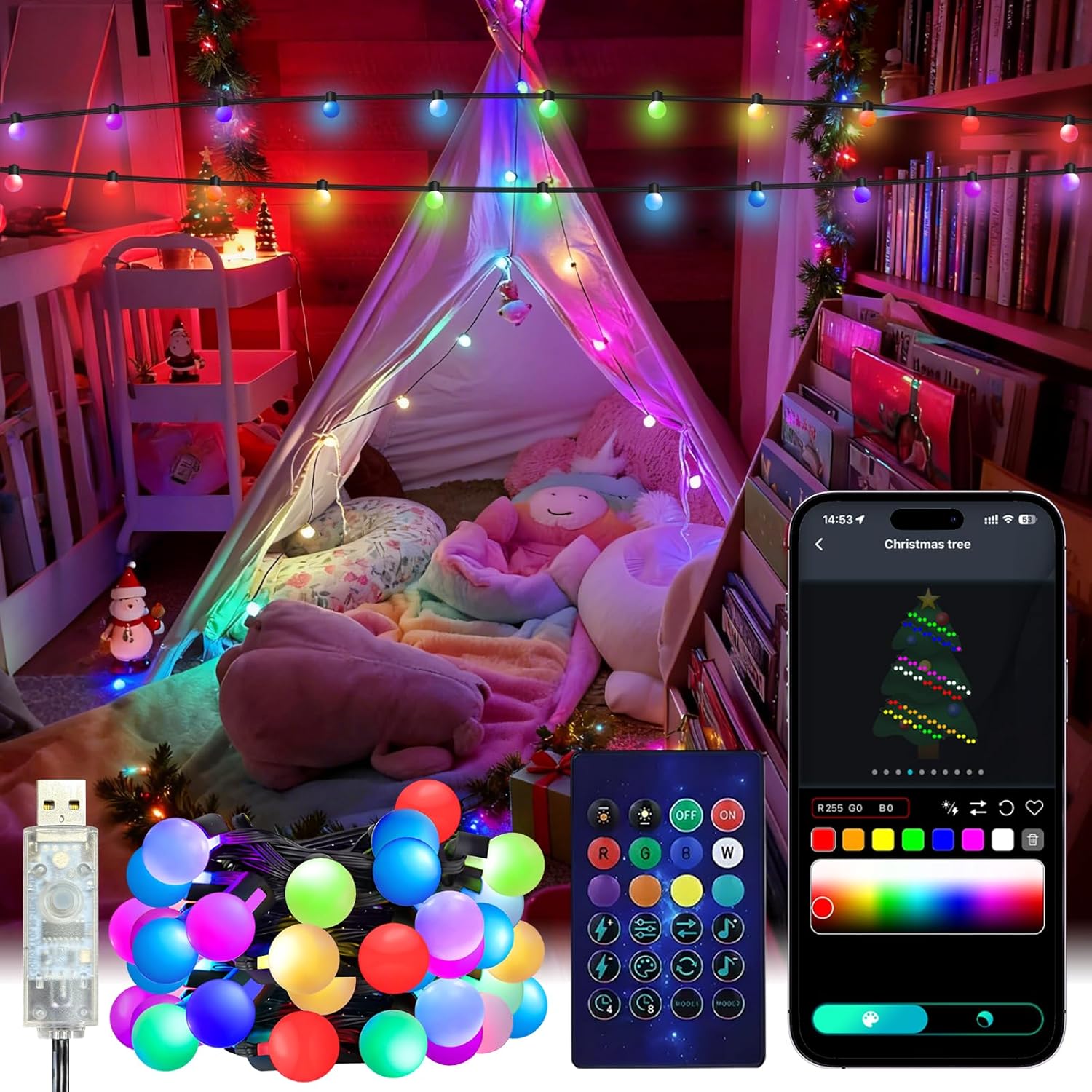 Smart Garden Light Controller - Smart Globe Lichtslingers 5/10M RGB Kleurveranderende