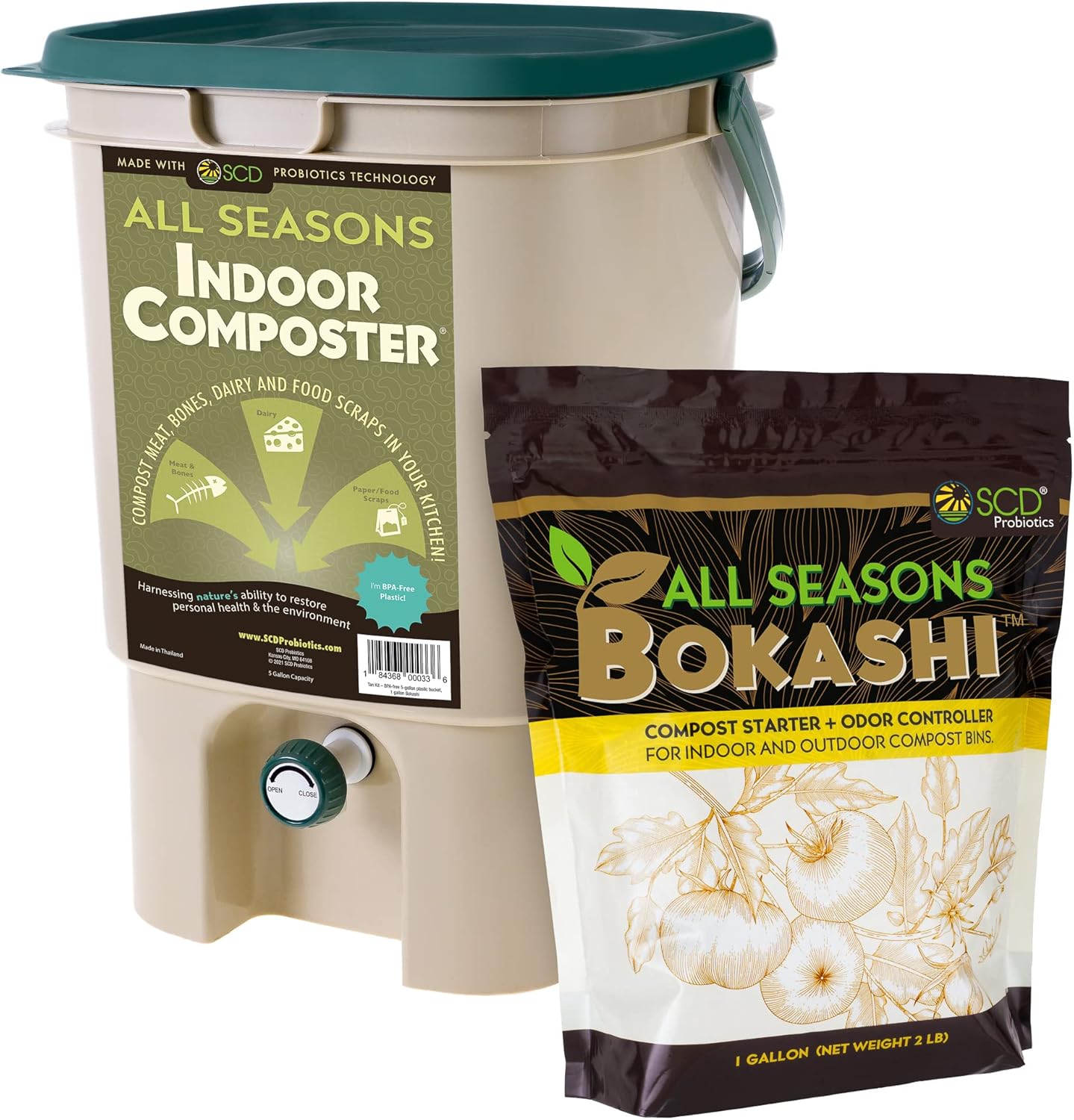 Composting Kit Indoor - Indoorcomposter voor aanrechtblad - 5 gallon,
