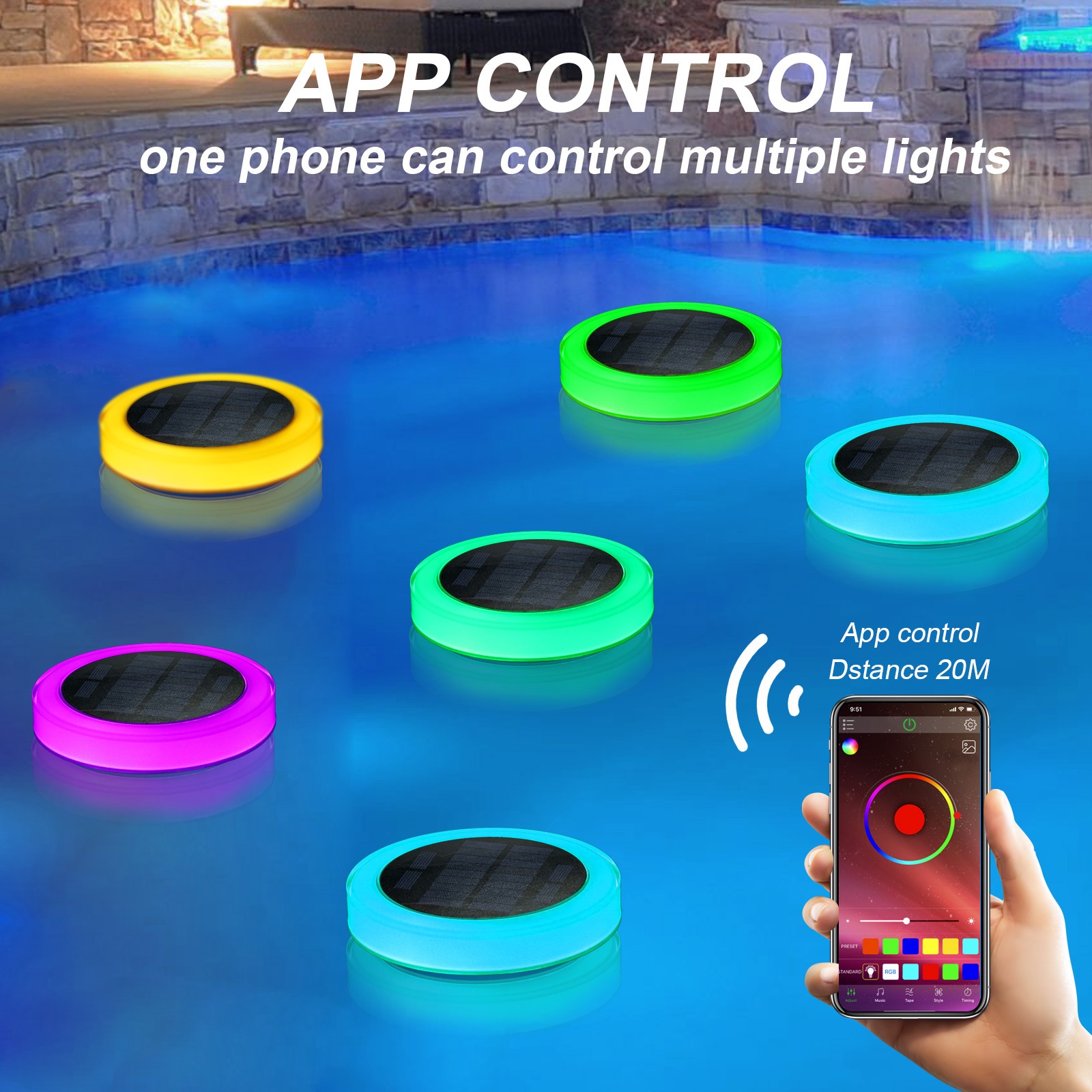 Smart Garden Solar Lights - Solar LED Water Float Light Outdoor