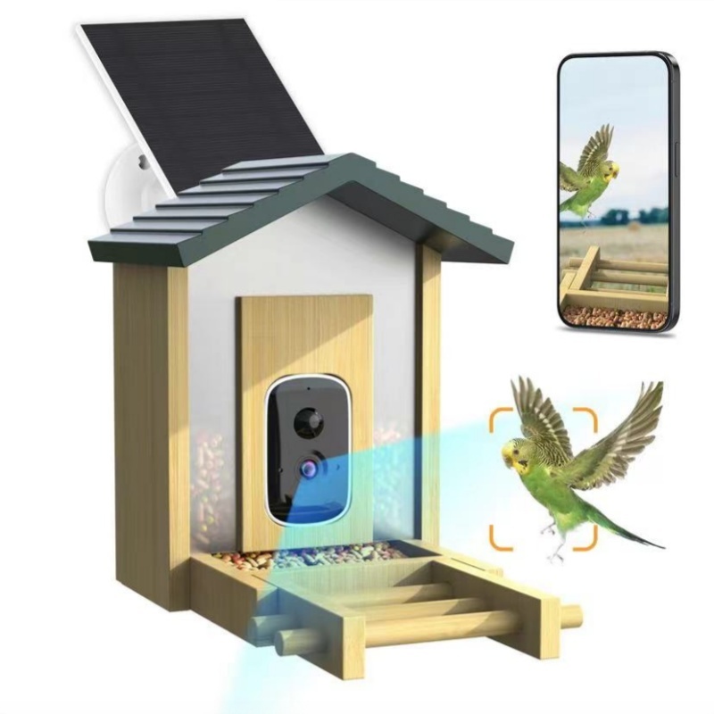 Smart Garden Ai - Hoge Pixel AI-herkenning Houten Bamboe Vogelvoeder
