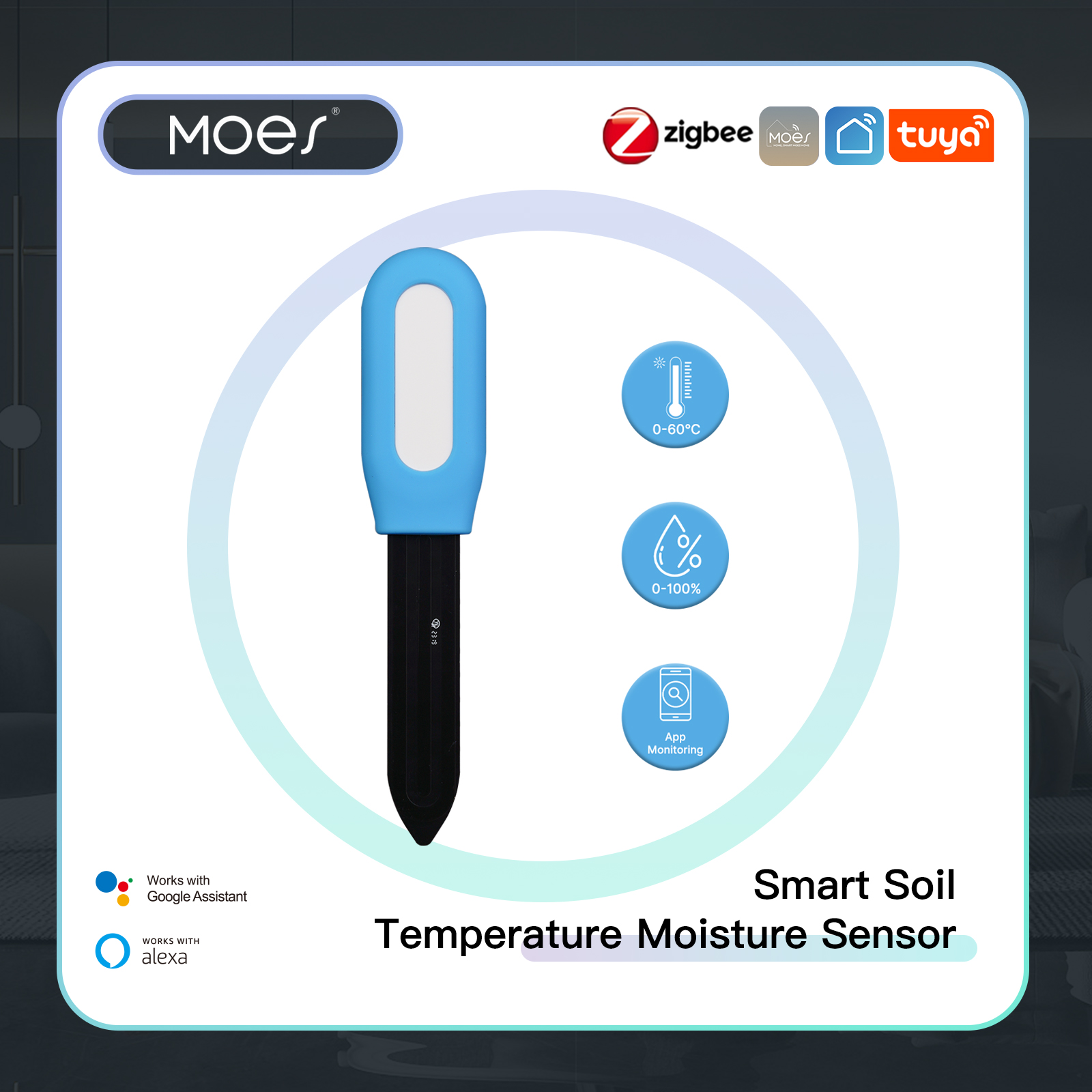 Smart Urban Garden - Moes Slimme Zigbee Bodemtemperatuur Meter Vocht