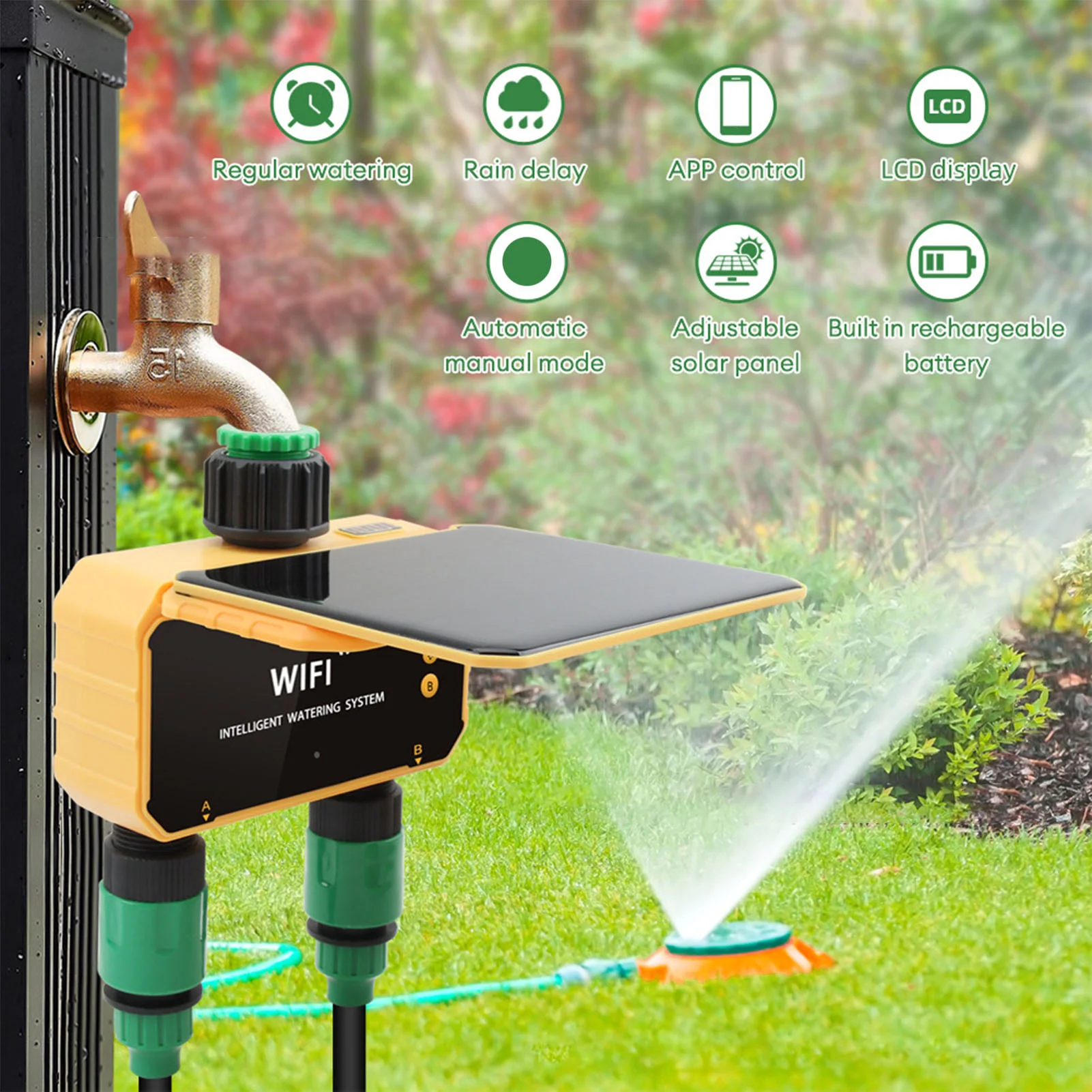 Smart Garden Timer - Solar WiFi Smart Irrigatie Timer Regendetectiefunctie