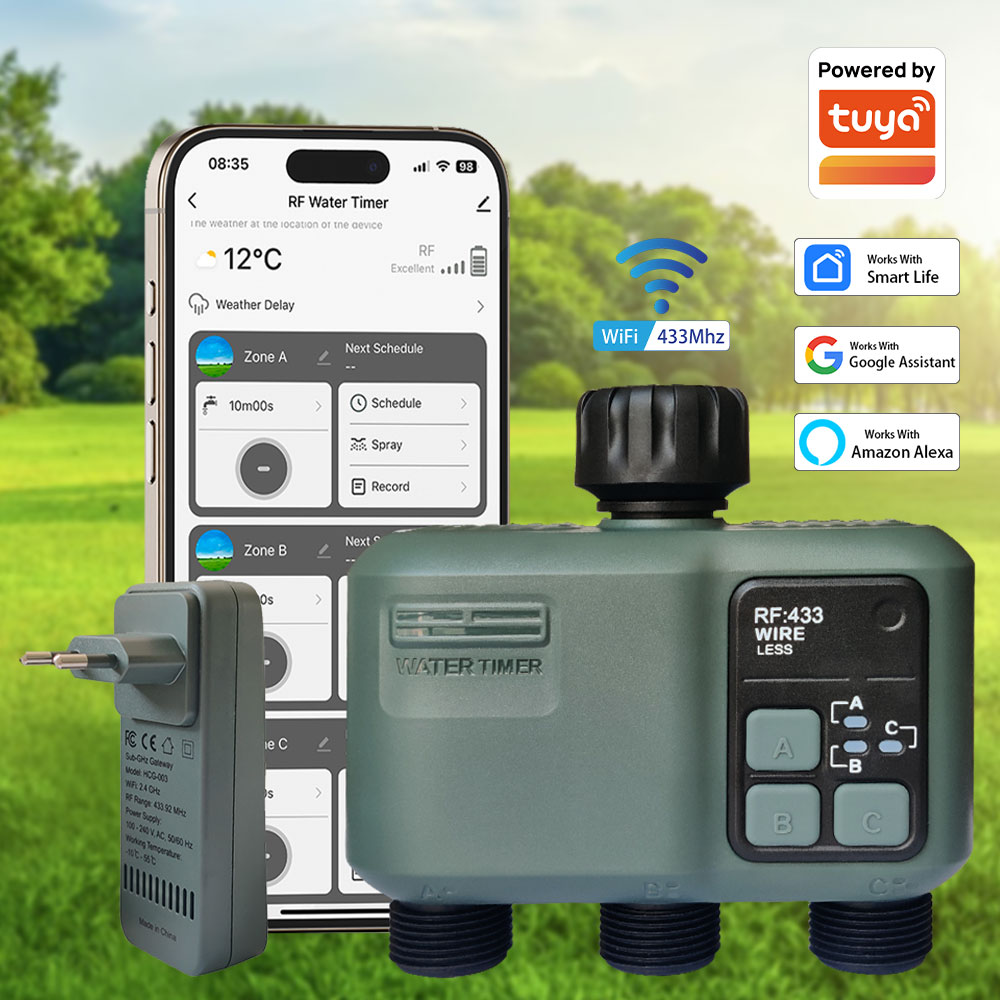 Smart Garden Timer - Tuya Wifi+RF433 3-uitlaat watertimer Tuin watertimer