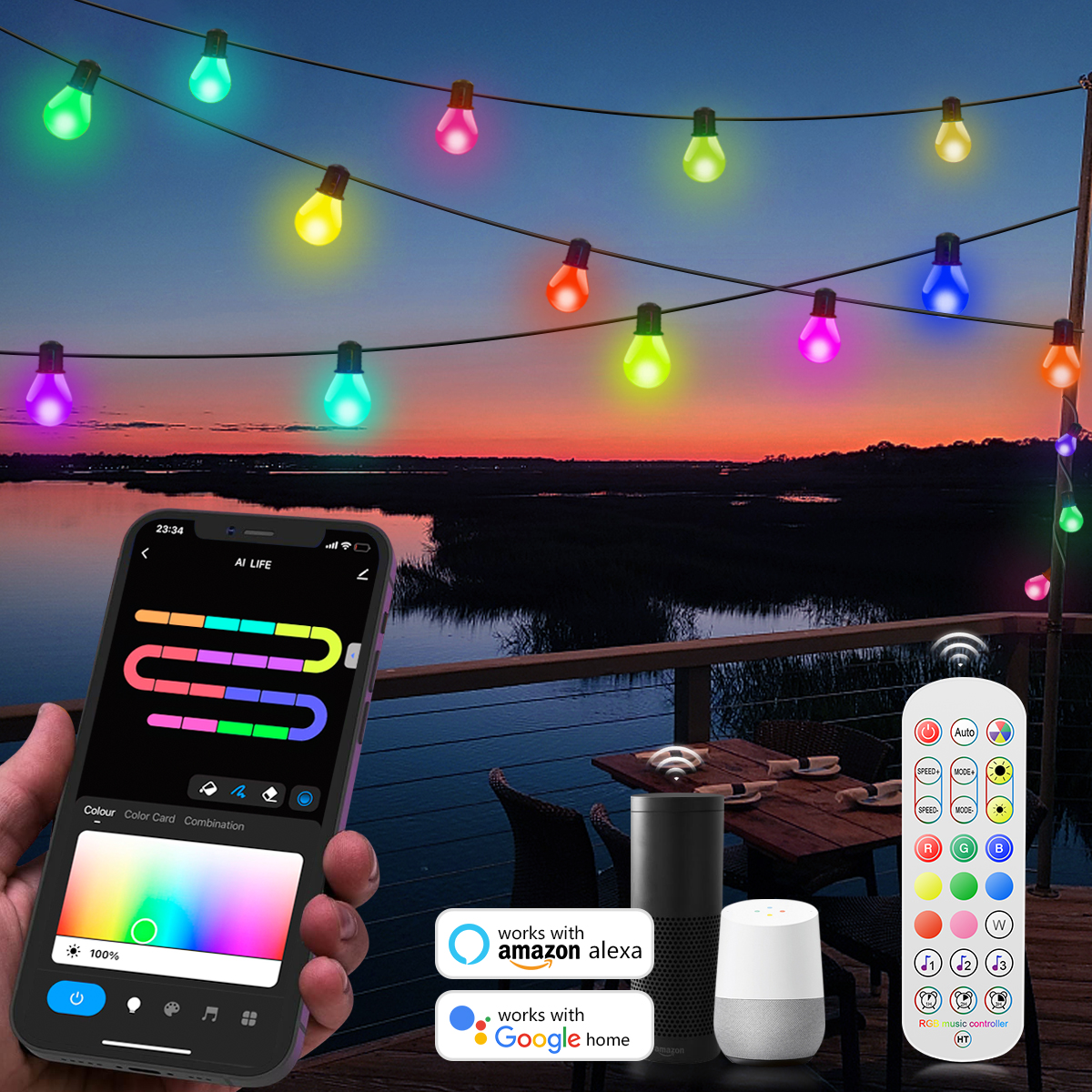 Smart Garden Festoon Lights - Tuya Smart WIFI G40 LED-lamp Lichtslinger