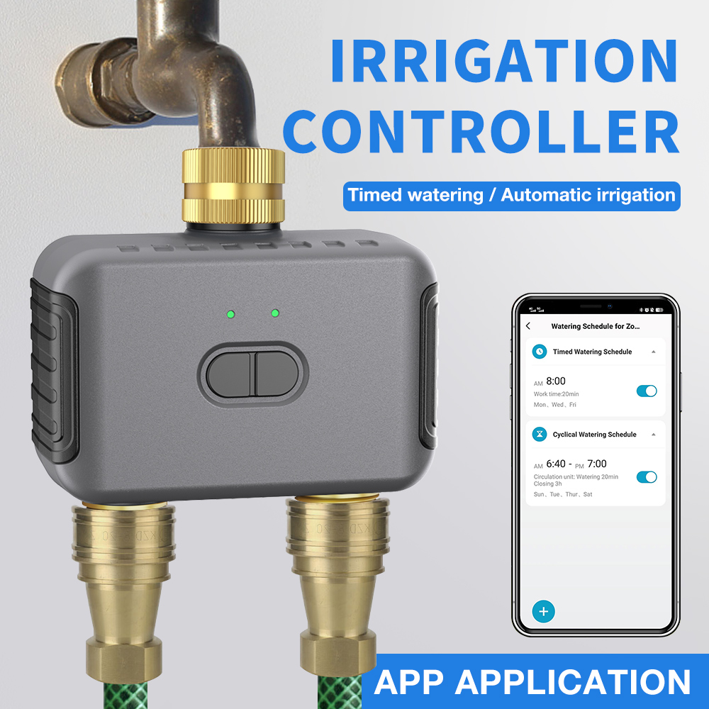 Smart Garden Timer - Tuya 2-zone besproeiingstimer Tuin Automatische irrigatiecontroller