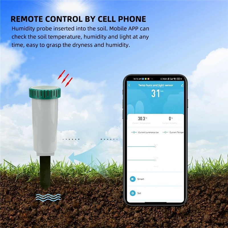 Smart Garden Zigbee - Zigbee Smart 4-in-1 bodemtester Zonlicht/temperatuur/vochtmeter Aard-vochtigheidssensor