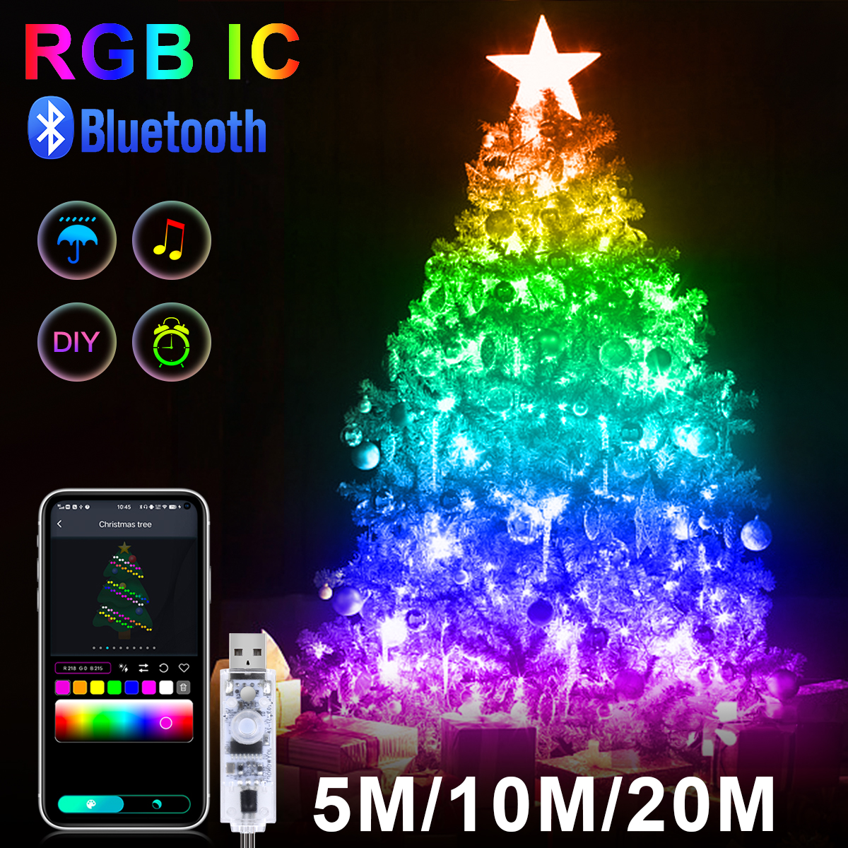 Smart USB Bluetooth WS2812B RG - Smart Garden Festoon Lights recensie en prijs