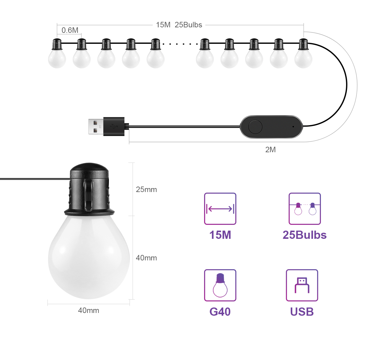 Tuya Smart WIFI G40 LED-lamp L - Smart Garden Festoon Lights recensie en prijs